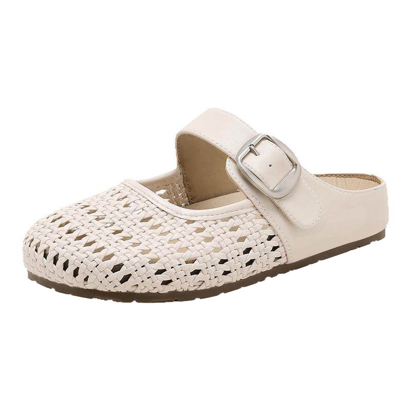 星期六法式镂空厚底罗马包头凉鞋