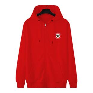 布伦特福德队蜜蜂红白军足球迷服拉链开衫卫衣男女连帽外套带帽衫