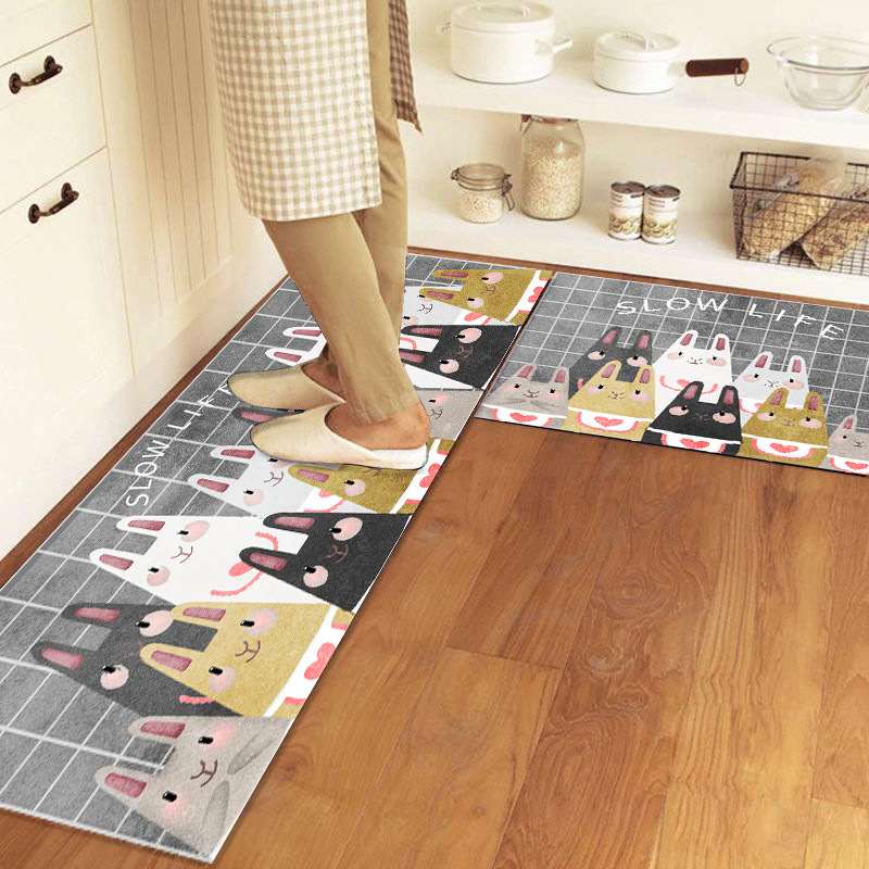 厨房地垫吸水吸油防滑门口地毯北欧长条加厚脚垫家用风格耐脏进门