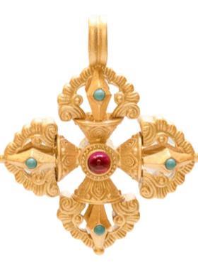 项链古法送礼金刚杵挂坠皮绳吊坠