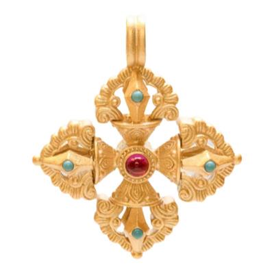 项链古法送礼金刚杵挂坠皮绳吊坠