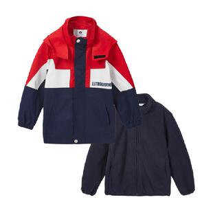 EBAER童装儿童三合一冲锋衣男童休闲春秋外套摇粒绒户外夹克休闲