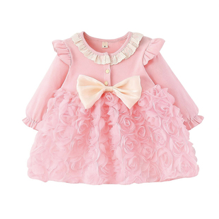 两一周岁女童巨好看春装裙子宝宝生日红色连衣裙小女孩绝美公主裙