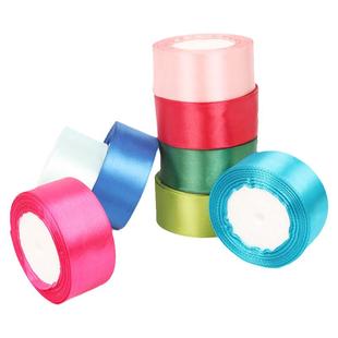 红蓝粉绿黄色4公分缎带丝带绸缎玫瑰花材料包丝带玫瑰花绸缎带