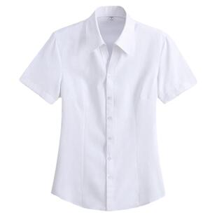 短袖白色衬衫女夏职场工作服职业正装方领气质加大码学生面试衬衣