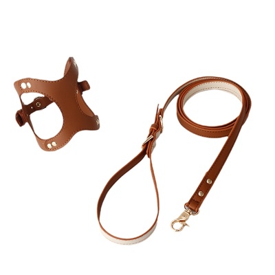 皮革小型犬胸背带牵引绳柔软很轻