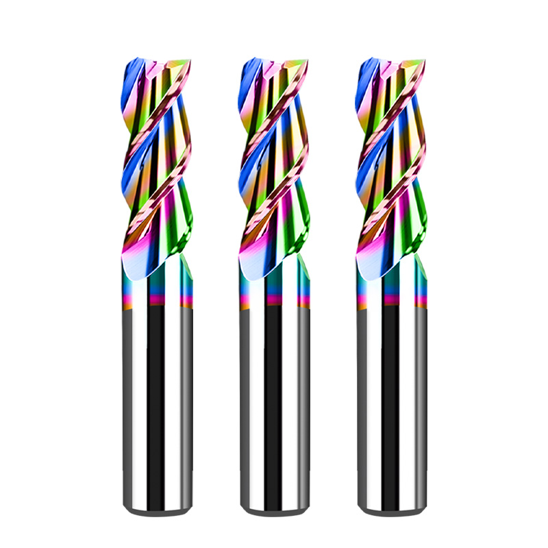 65度七彩铝用钨钢铣刀3刃高光加工中心数控cnc加长短刃合金立铣刀