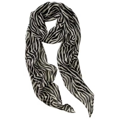 法式长条波点丝巾女春夏新款乔其纱领巾休闲防晒外搭围巾腰带装饰