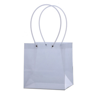 透明鲜花手提袋花束花篮插花小提篮diy材料花艺pvc包装袋子花盒