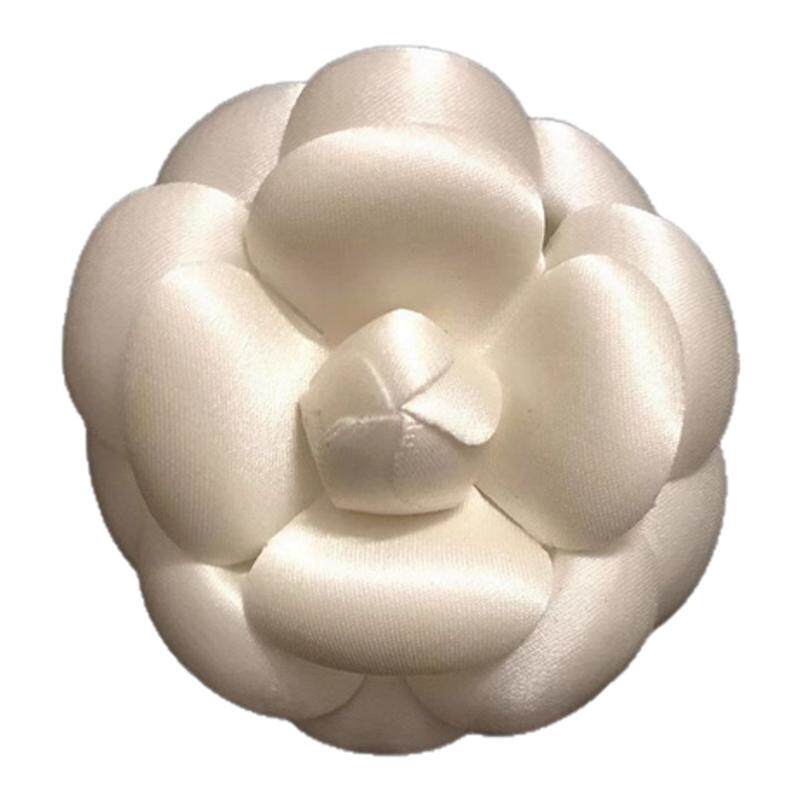 6.1cm山茶花胸针女高档小香风布艺粗花呢胸花加别针春夏配饰叠搭