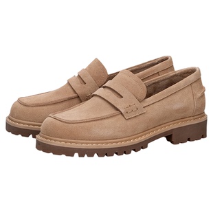 【巨柔软加绒牛反绒皮】星期六绒里乐福鞋女棉鞋一脚蹬上班小皮鞋