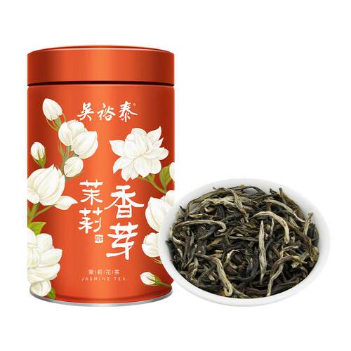 吴裕泰伏花七窨茶茉莉花茶新特种级香芽茉莉绿早茶叶冷泡罐装160g
