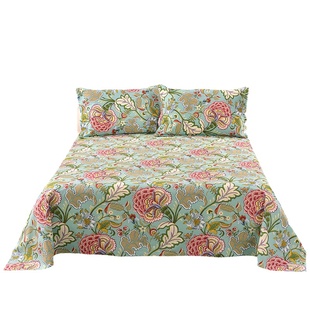 田园风大花纯棉老粗布床单单件加厚全棉帆布单人双人棉布床笠枕套