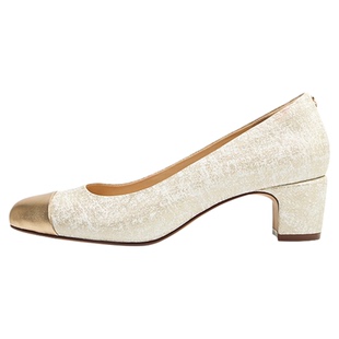 LINGMEICHEN小香风鞋子高跟鞋2026新款白色圆头粗跟女鞋羊皮单鞋