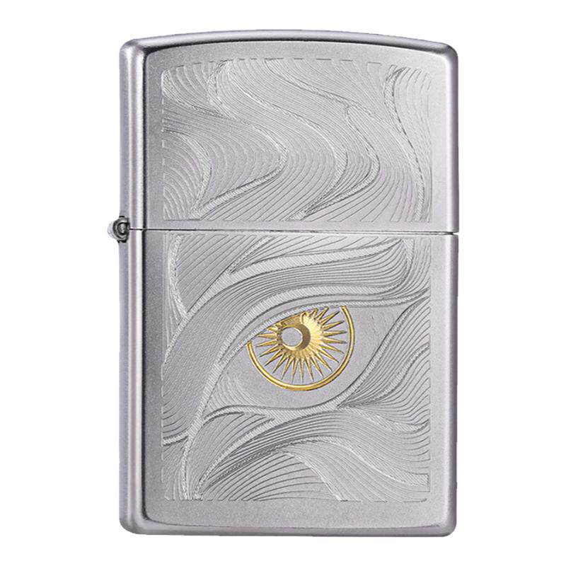 zippo打火机正品 秋水含睛磨砂深雕防风煤油火机男生日礼物七夕节