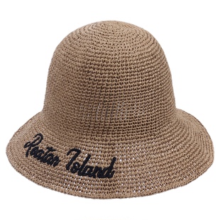 夏季草编遮阳帽女度假风出游防晒帽草帽海边沙滩帽可折叠渔夫帽潮