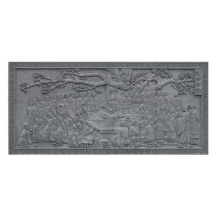 唐语仿古砖雕中式浮雕影壁照壁挂件四合院背景墙挂画儒家孔子讲学