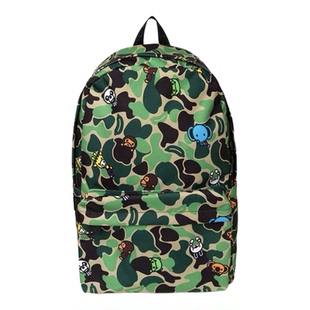 现货 BAPE BABY MILO 经典 绿迷彩小猴子 动物园 双肩包休闲 大号