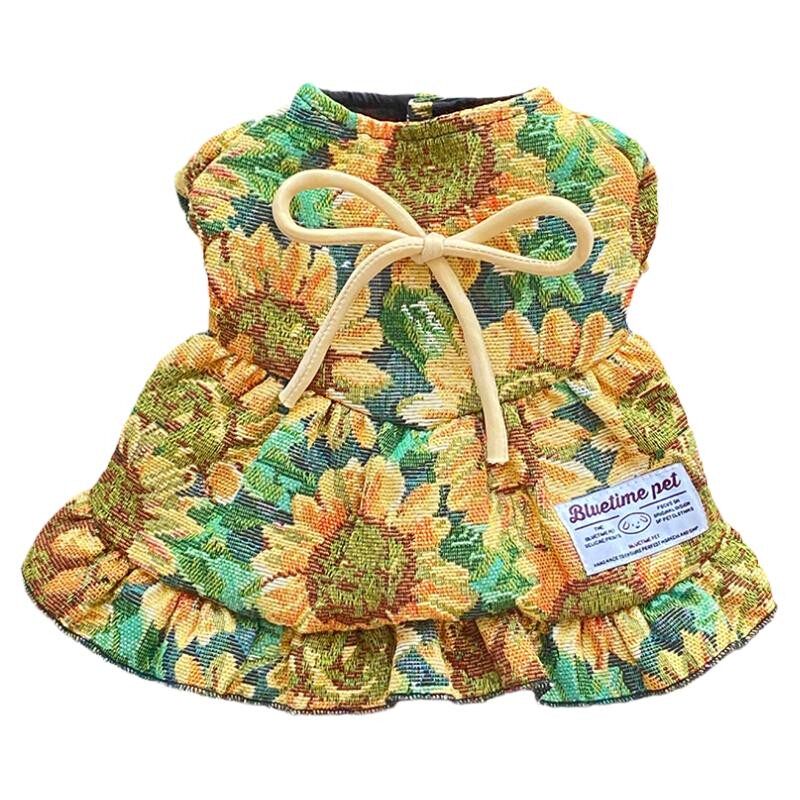 油画少女|泰迪衣服春夏款比熊连衣裙狗狗裙子猫衣服春装公主裙