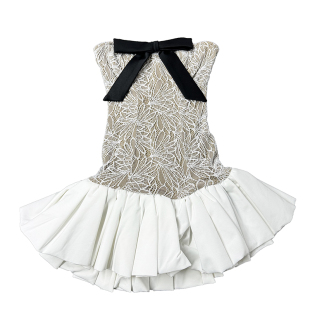 现货Huelley Rose越南小众抹胸蕾丝蝴蝶结连衣裙收腰纯欲性感蓬蓬