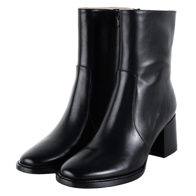 IORE理想矿石极简牛皮粗跟短靴