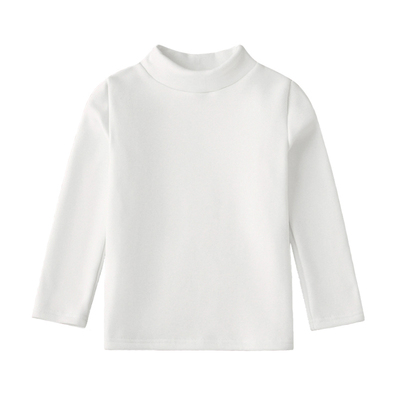 纯棉白色儿童中领打底上衣长袖t