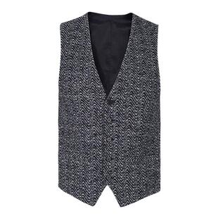 callisto卡利斯特男青年商务休闲马甲时尚人字纹百搭羊毛V领背心