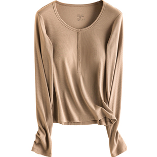 哺乳上衣外出辣妈款孕妇装内搭德绒打底衫可外穿喂奶秋冬款带胸垫