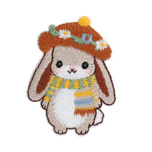 可爱小兔刺绣布贴羽绒服破洞修补贴衣服补丁贴DIY装饰贴自粘贴