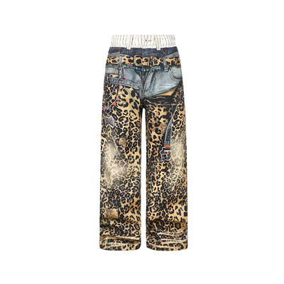 KZDALL豹纹西海岸3D打印长裤