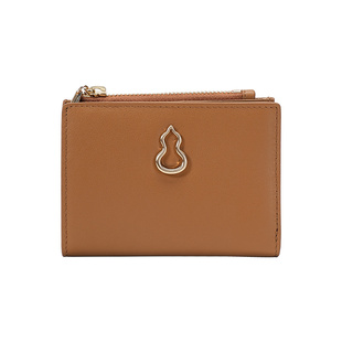 BAMPO半坡头层牛皮钱包2024新款专柜小众设计葫芦多卡位薄钱夹女