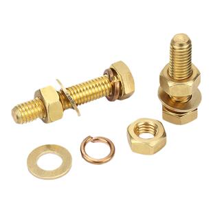 纯铜全黄铜外六角螺丝平垫螺母套装外六角螺栓组合4M5M6M8M10M12