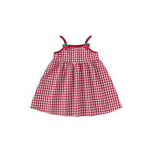 INSbobo女童连衣裙夏2026新款女宝格子裙儿童裙子夏季宝宝吊带裙