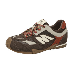 MILLIE'S/妙丽复古德训鞋女内增高百搭休闲运动鞋棕色拼接女鞋Z