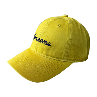 韩式休闲风黄色软顶棒球帽男女宽檐户外百搭遮阳字母鸭舌帽显脸小