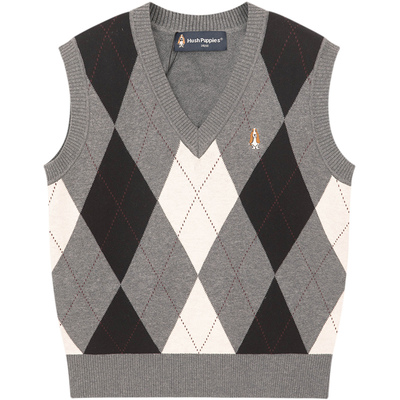 暇步士童装儿童马甲春秋新品男童V领学院风女童针织背心宝宝马夹