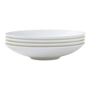 景德镇白瓷盘家用骨瓷餐具深盘圆盘菜碟子纯白陶瓷盘多个装菜盘子