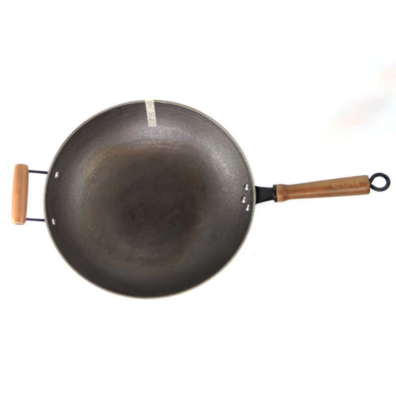 无氮化无化学防锈无涂层传统龟纹加厚圆底炒锅新款老式铁锅铸铁