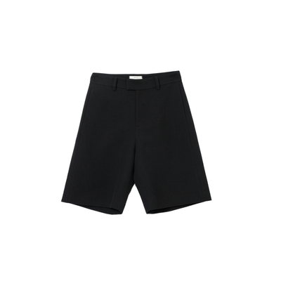 BasicMatch黑色亚麻混纺短裤