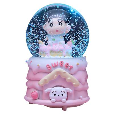 彩灯飘雪花蜡笔小新水晶球音乐盒