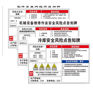 冷库安全风险点告知牌卡警示标识牌有限空间风险辨识冻库危险告示标志墙贴纸提示指示挂牌工厂车间警告标示牌