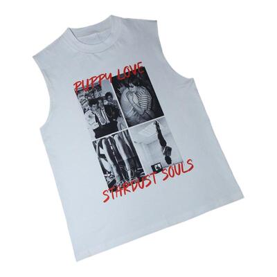 人像复古百搭报纸画廊坎肩男背心