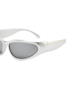 复古机能风炫酷墨镜骑行登山雪地护目防风镜Y2K辣妹银色太阳镜女