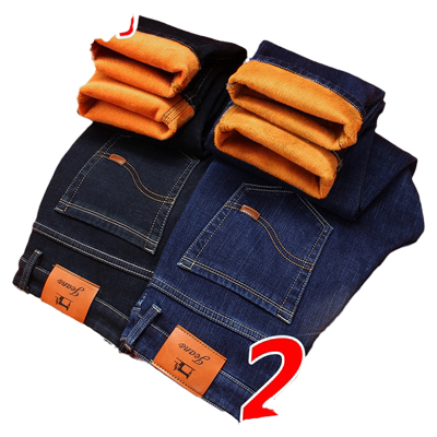 加绒牛仔裤男冬季厚款保暖男裤子