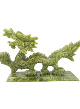天然玉石招财风水书房青龙装饰品