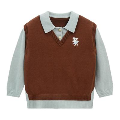 whitewheat纯棉假两件针织衫