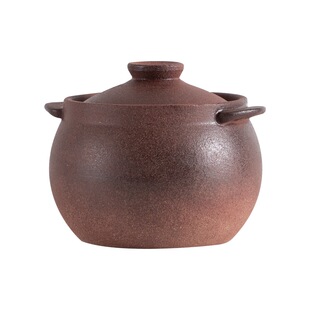 复古粗陶煮茶锅带盖土陶迷你小号1L砂锅炭炉明火煮茶器煲汤煮汤锅