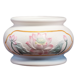 戴玉堂莲花香炉供佛插香陶瓷室内室外家用佛前供奉观音佛像上香