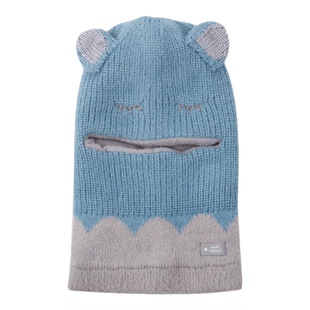 儿童一体帽秋冬季男宝宝围巾一体护耳帽男童女童防寒保暖冬针织帽