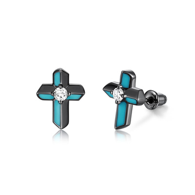 SinceYou忠诚十字架耳钉男小众